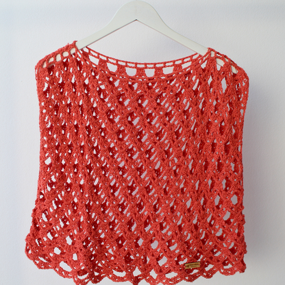 Blusa crochet coral