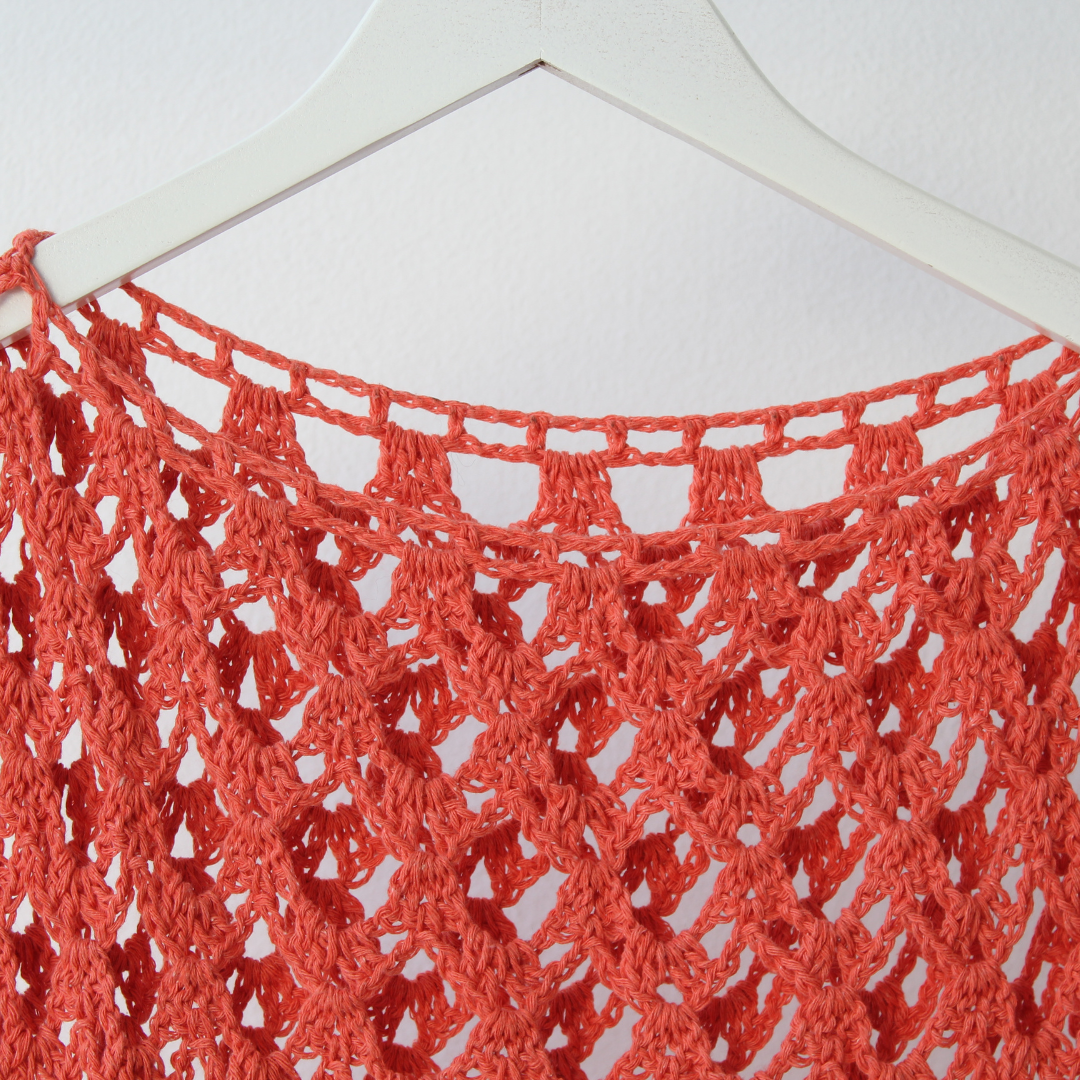 Coral crochet blouse