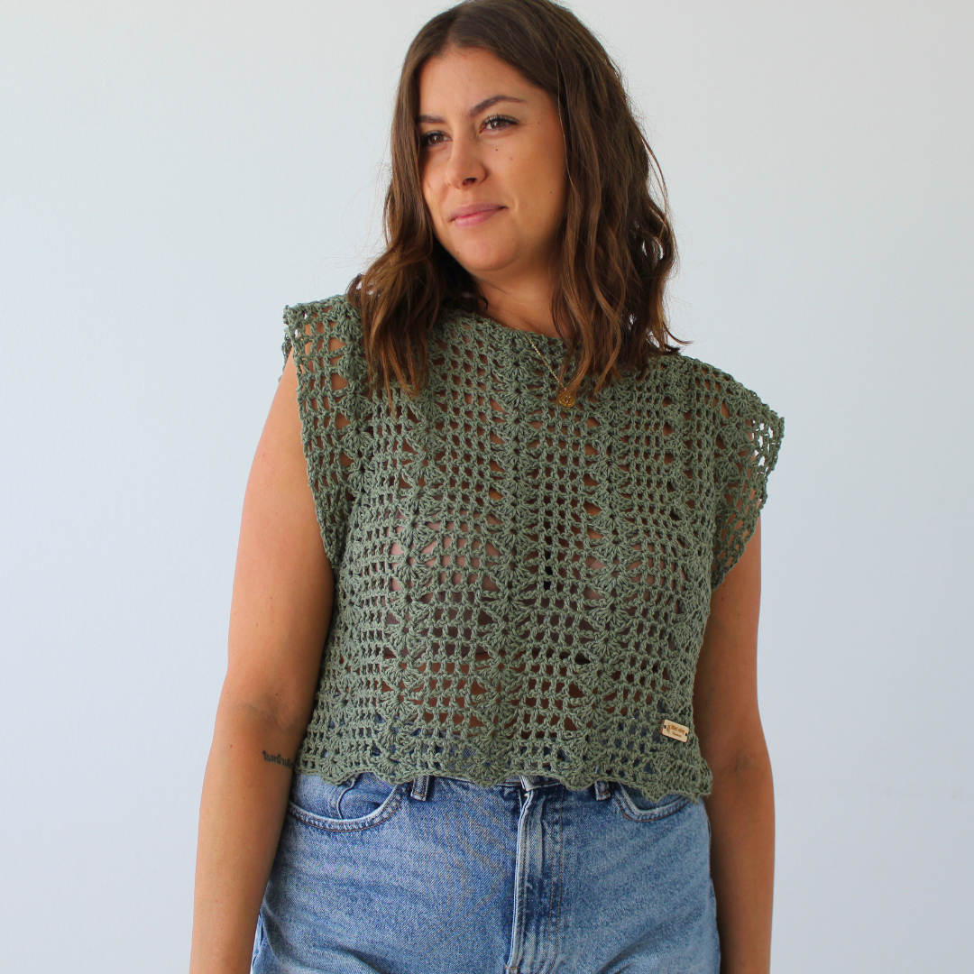 Blusa crochet caqui