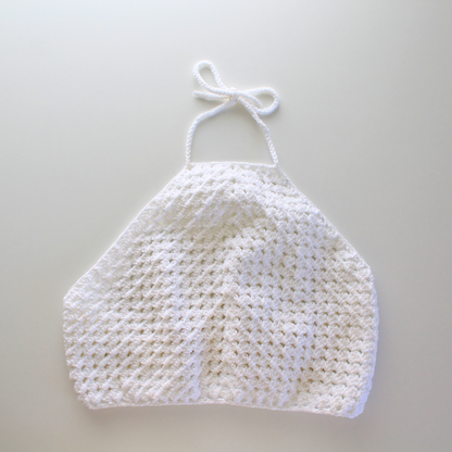 Crop top crochet brillante blanco