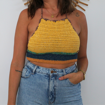 Yellow crochet crop top