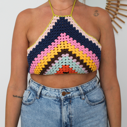 Crop top crochet multicolor