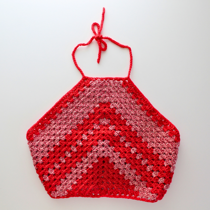 Crop top crochet brillante rojo