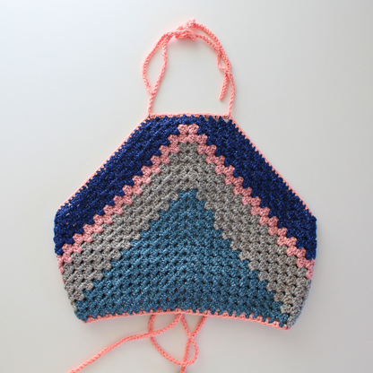 Crop top crochet brillante azul