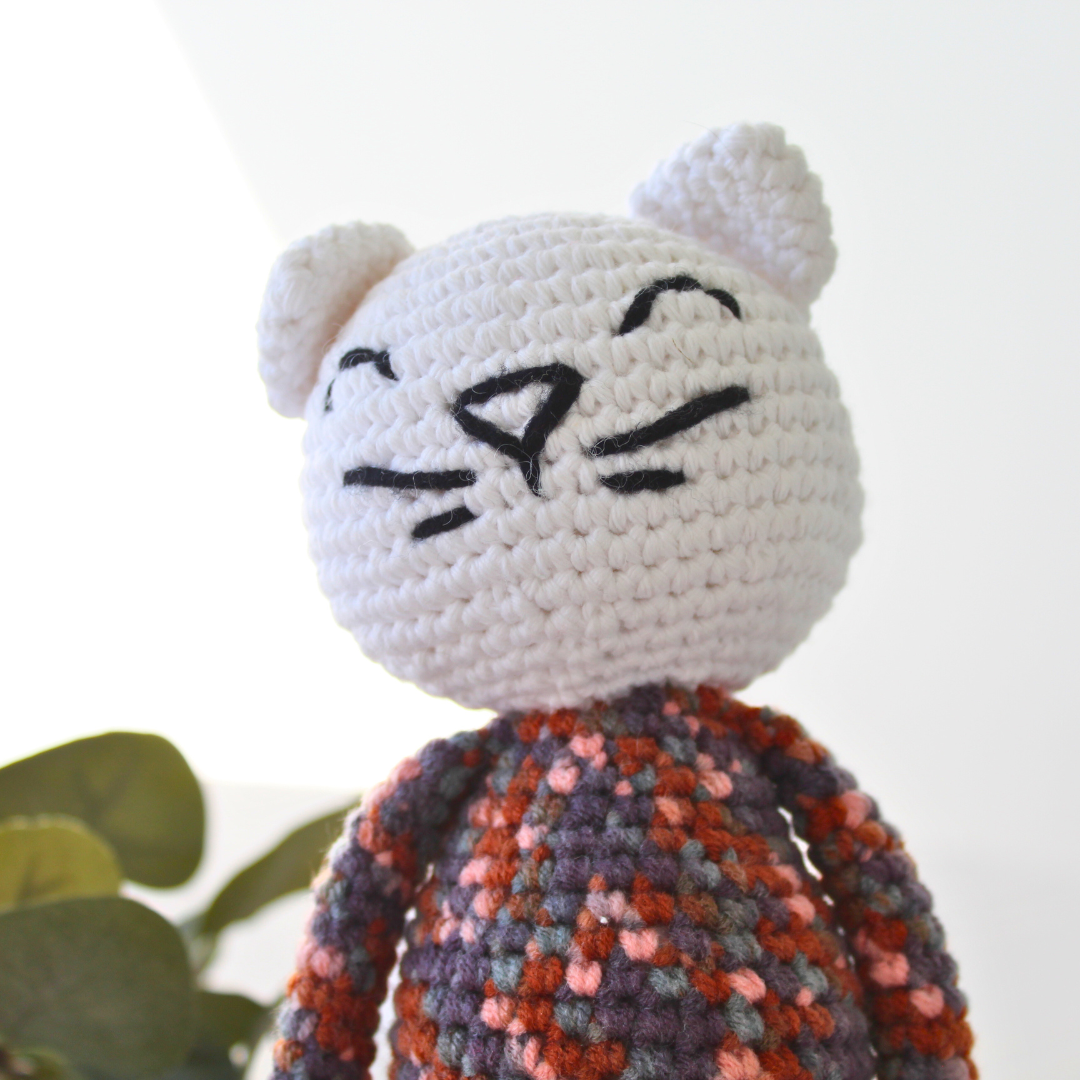 Elegant cat amigurumi plush